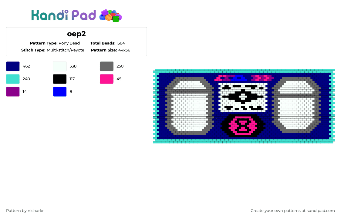 oep2 - Pony Bead Pattern by nisharkr on Kandi Pad - light blue,gray,purple
