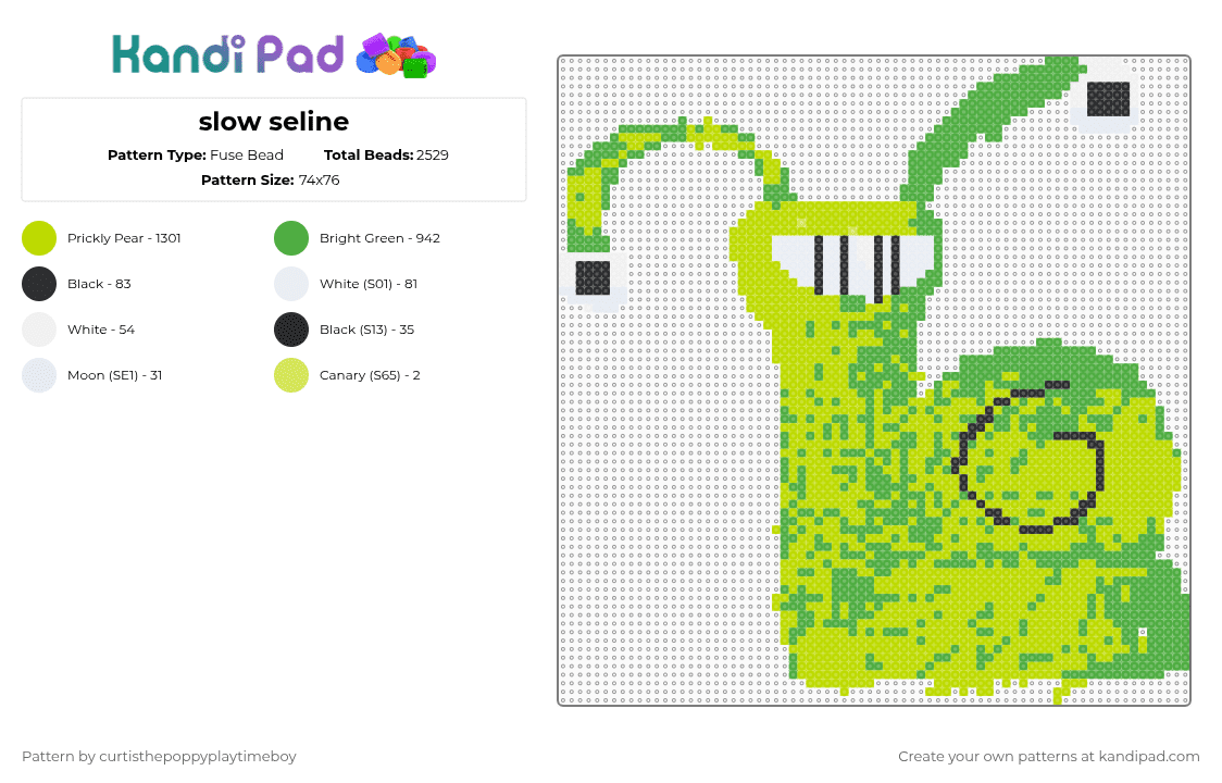 slow seline - Fuse Bead Pattern by curtisthegartenofbanban9maker on Kandi Pad - green