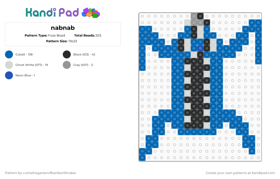 nabnab - Fuse Bead Pattern by curtisthegartenofbanban9maker on Kandi Pad - blue