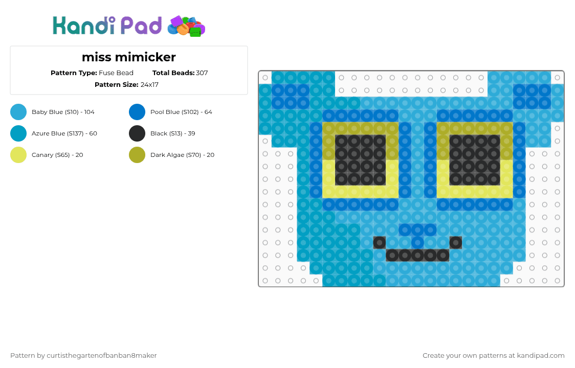 miss mimicker - Fuse Bead Pattern by curtisthegartenofbanban9maker on Kandi Pad - light blue,blue