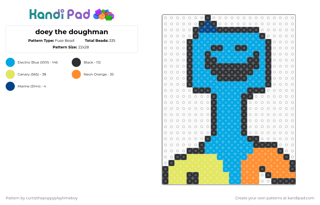 doey the doughman - Fuse Bead Pattern by curtisthegartenofbanban9maker on Kandi Pad - light blue