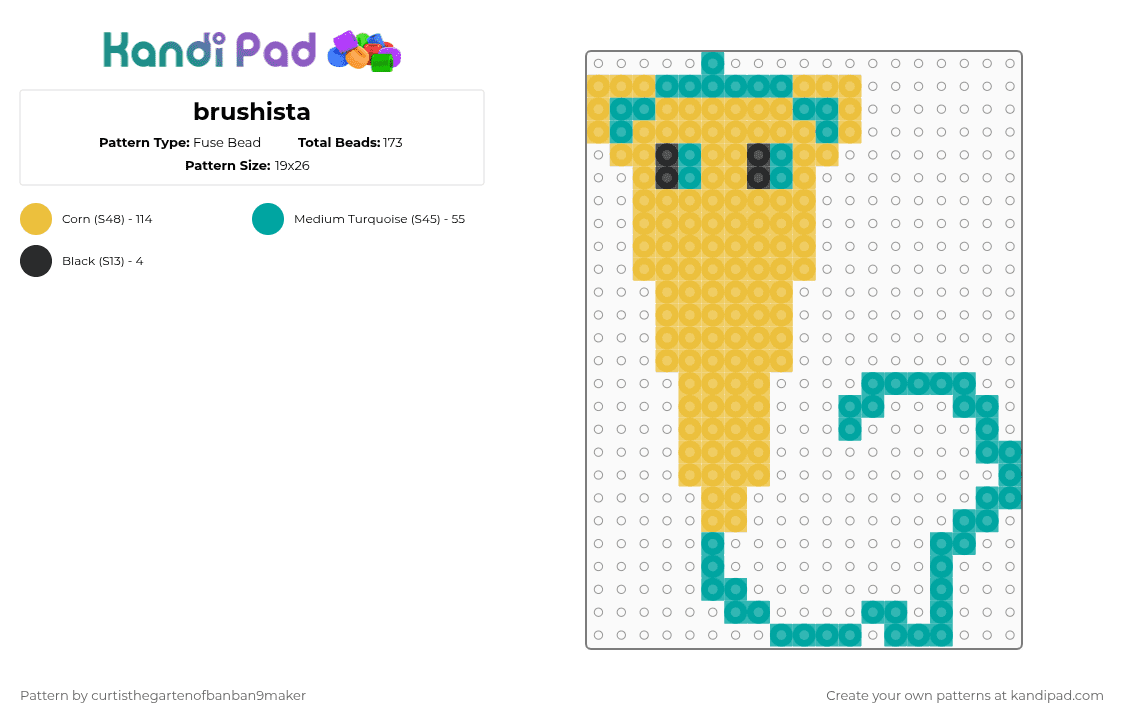 brushista - Fuse Bead Pattern by curtisthegartenofbanban9maker on Kandi Pad - yellow,teal