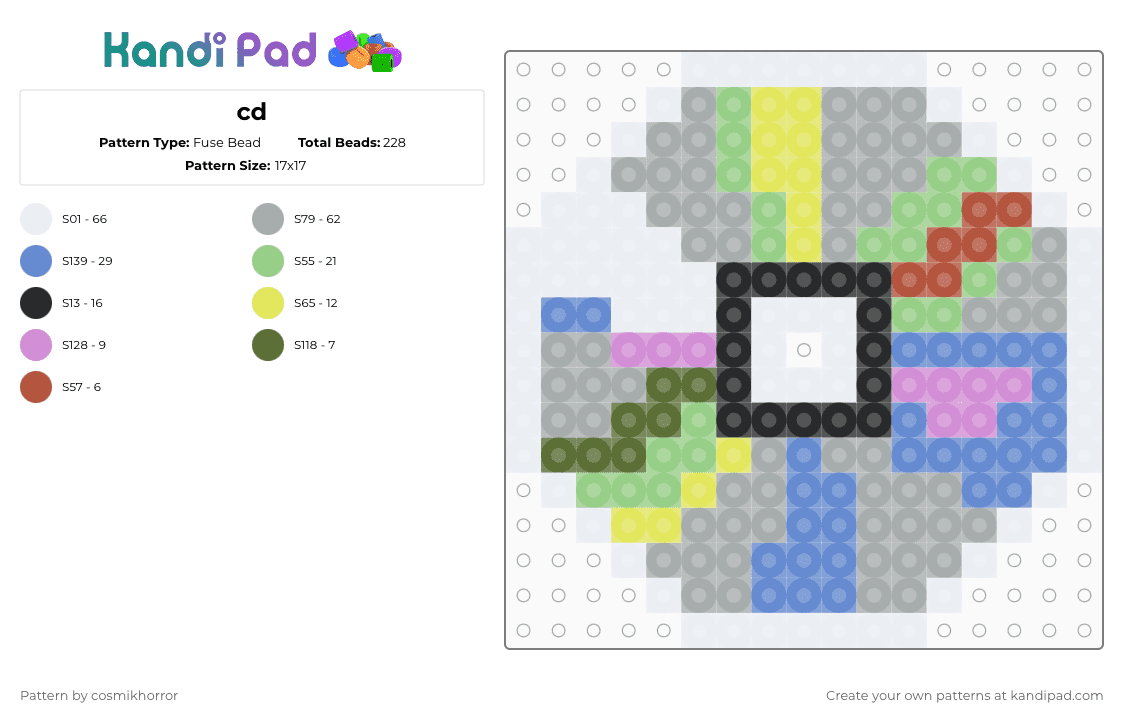 Cd Fuse Bead Pattern - Kandi Pad | Kandi Patterns, Fuse Bead Patterns ...