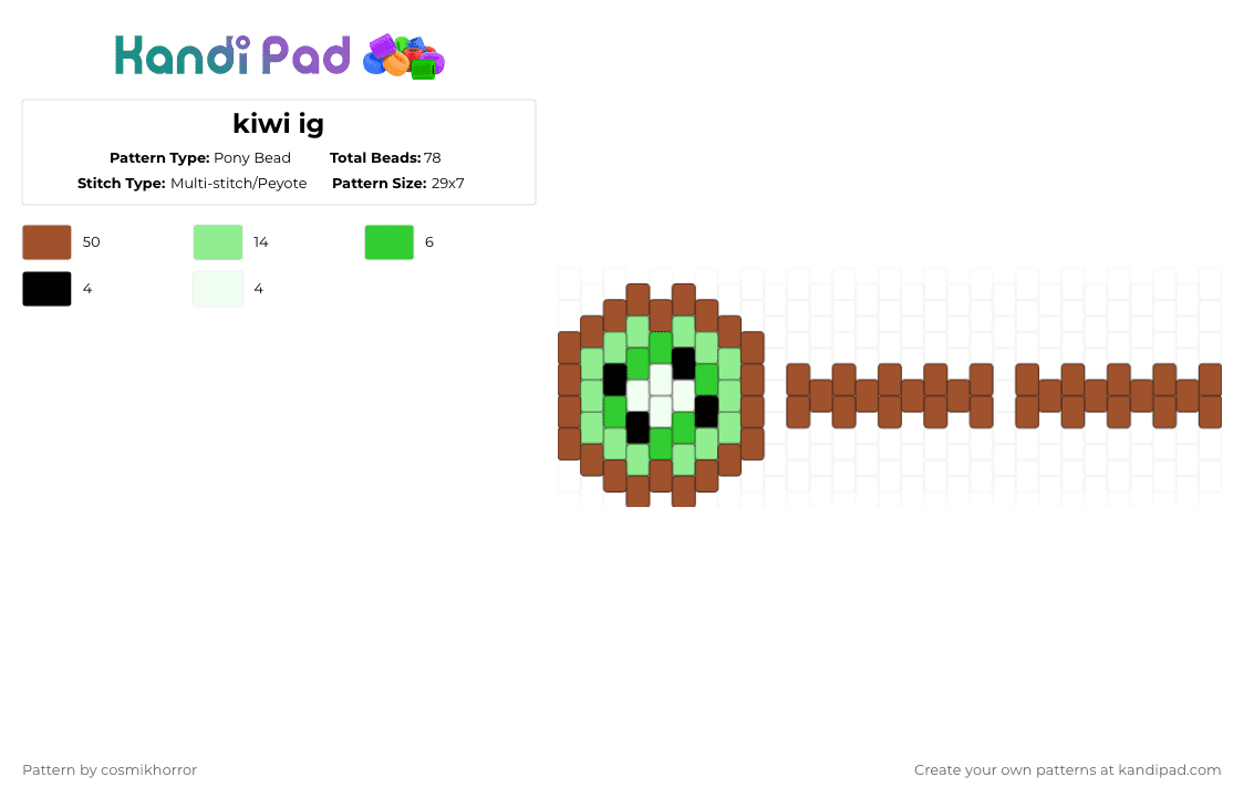 kiwi ig - Pony Bead Pattern by cosmikhorror on Kandi Pad - red