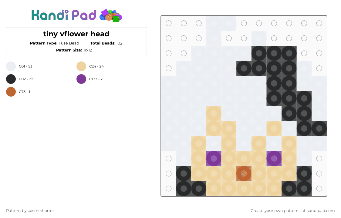 tiny vflower head - Fuse Bead Pattern by cosmikhorror on Kandi Pad - white,beige