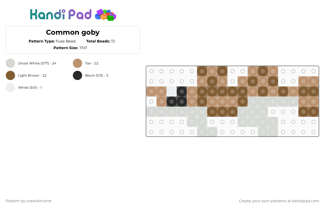 Common goby - Fuse Bead Pattern by cosmikhorror on Kandi Pad - beige,tan