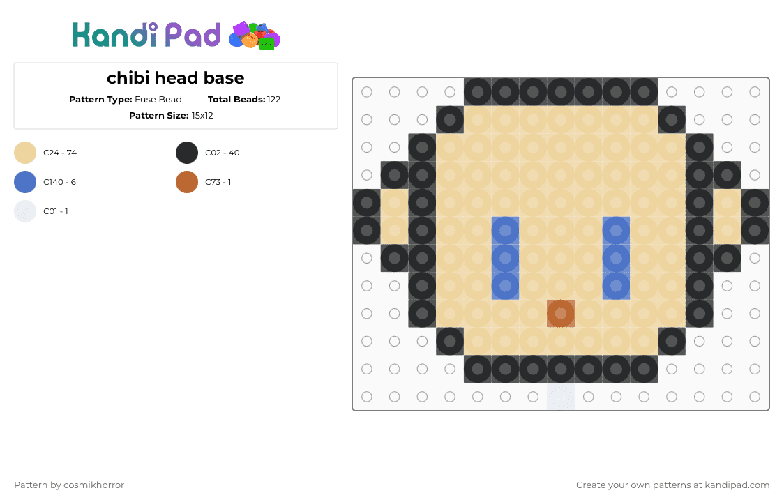 chibi head base - Fuse Bead Pattern by cosmikhorror on Kandi Pad - beige