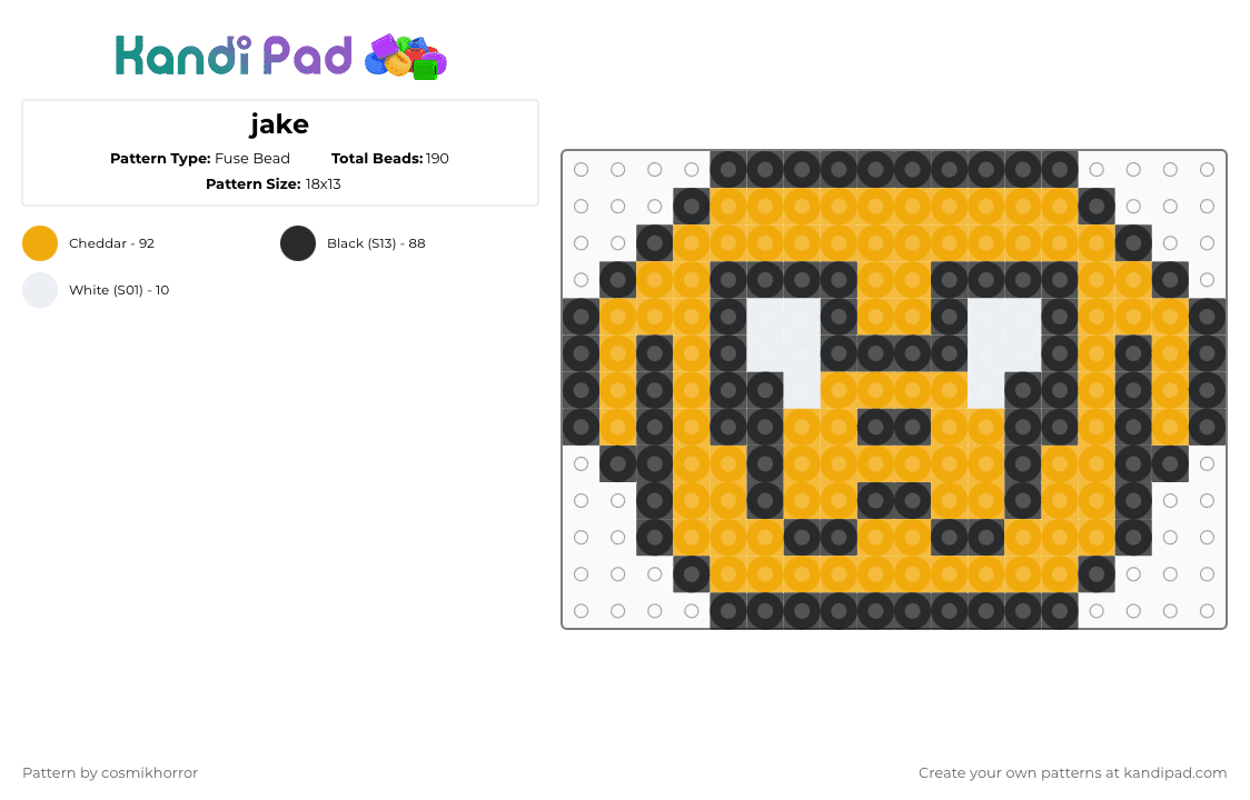 jake - Fuse Bead Pattern by cosmikhorror on Kandi Pad - orange