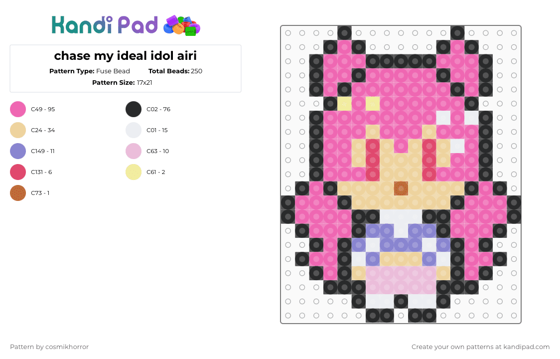 chase my ideal idol airi - Fuse Bead Pattern by cosmikhorror on Kandi Pad - pink,beige