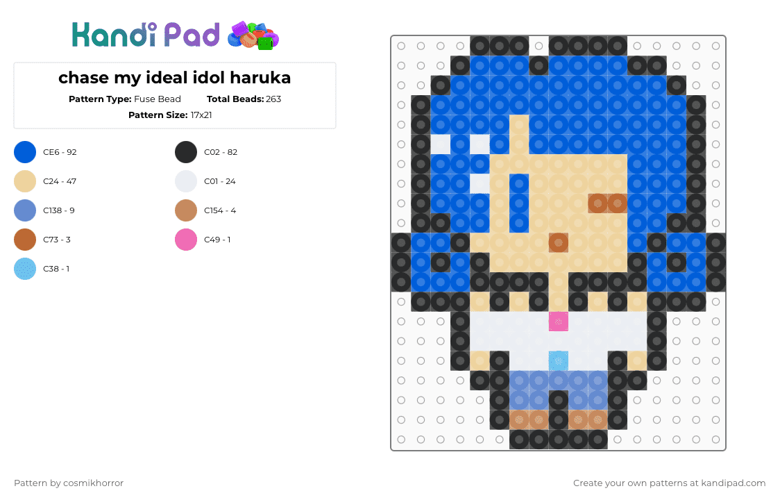 chase my ideal idol haruka - Fuse Bead Pattern by cosmikhorror on Kandi Pad - blue,beige