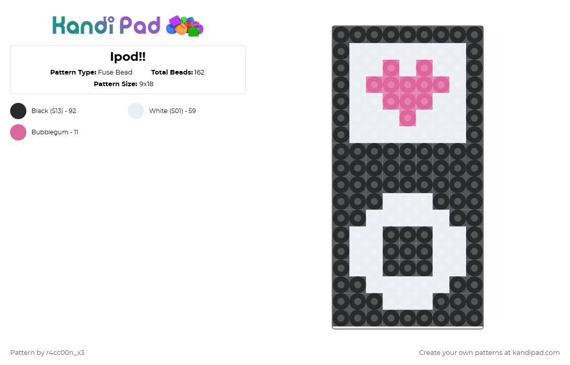 Ipod!! - Fuse Bead Pattern by r4cc00n_x3 on Kandi Pad - white