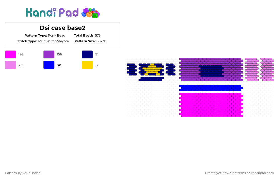 Dsi case base2 - Pony Bead Pattern by youo_bobo on Kandi Pad - purple,pink