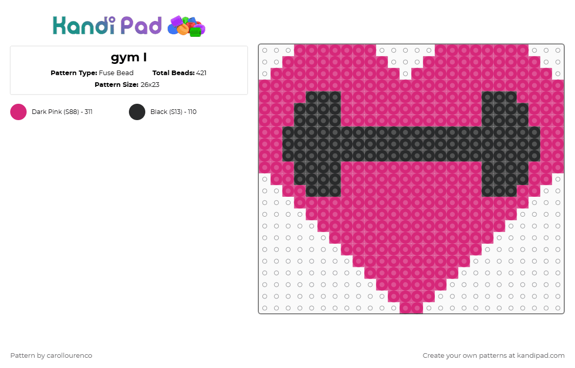gym I - Fuse Bead Pattern by carollourenco on Kandi Pad - black,pink,gym,workout