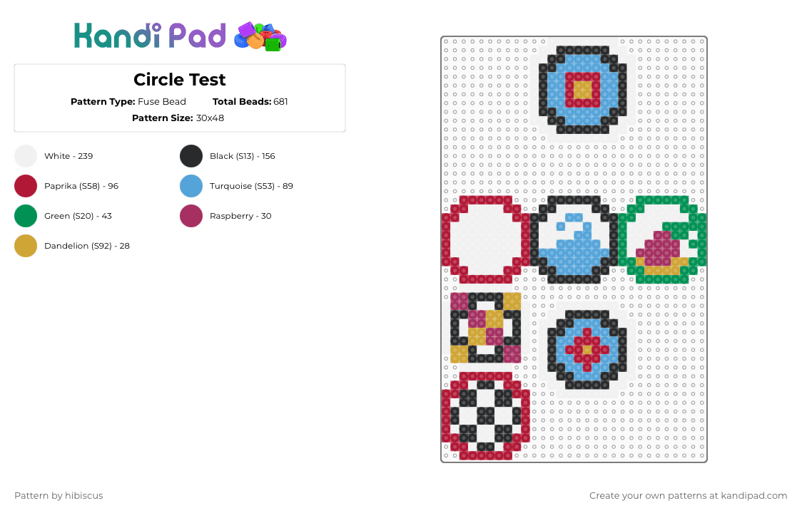 Circle Test Fuse Bead Pattern - Kandi Pad | Kandi Patterns, Fuse Bead ...