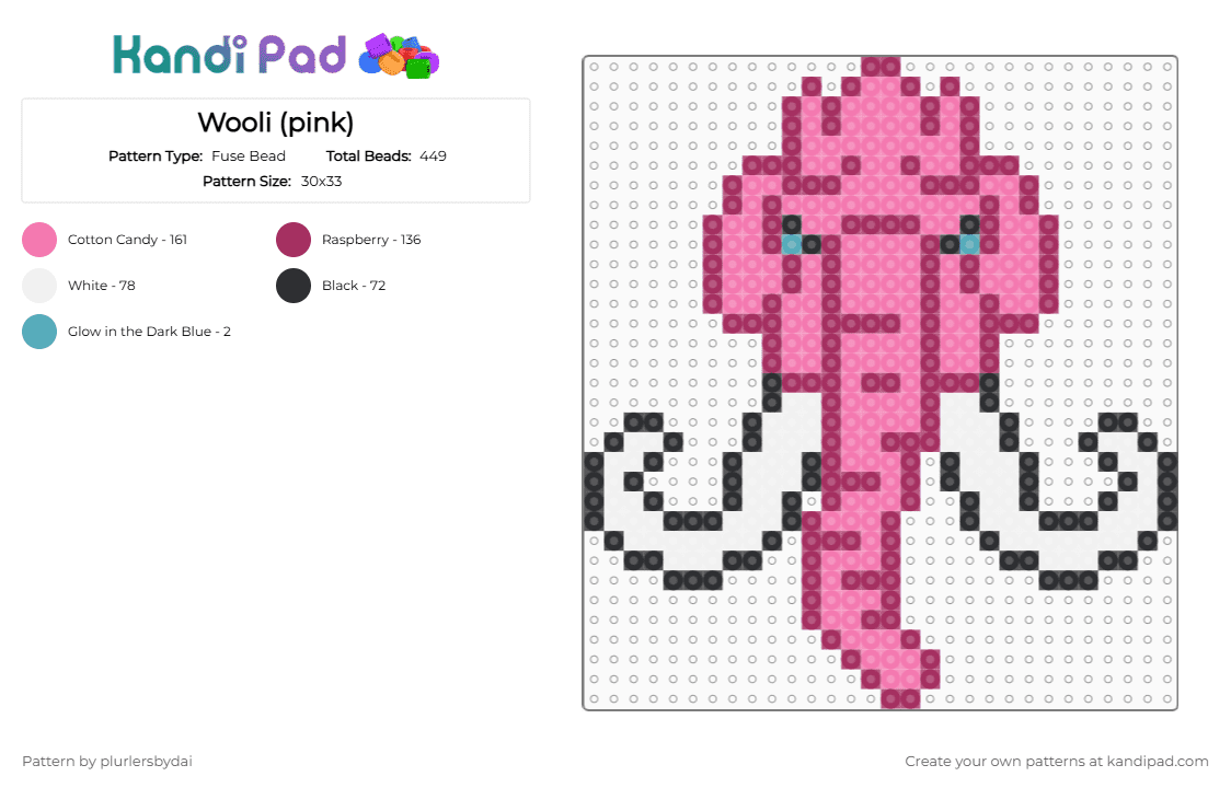 Wooli (pink) - Fuse Bead Pattern by plurlersbydai on Kandi Pad - pink