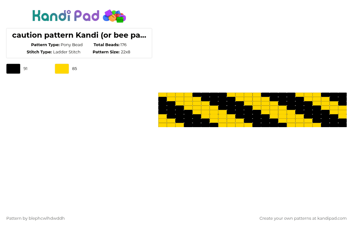 caution pattern Kandi (or bee pattern if u want) - Pony Bead Pattern by blephcwlhdwddh on Kandi Pad - yellow,black