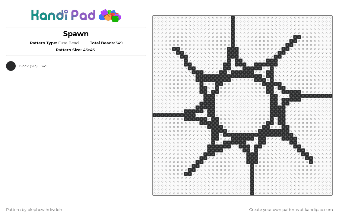 Spawn - Fuse Bead Pattern by blephcwlhdwddh on Kandi Pad - black