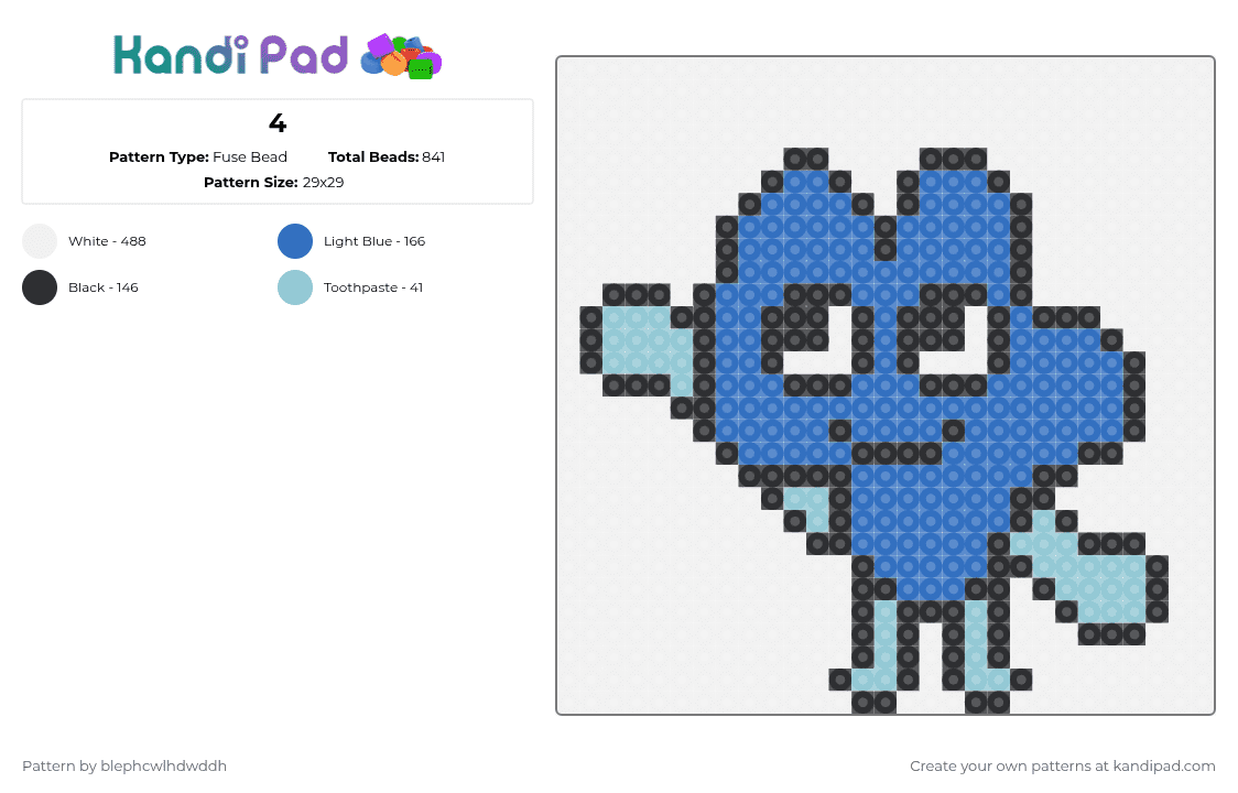 4 - Fuse Bead Pattern by blephcwlhdwddh on Kandi Pad - white,blue