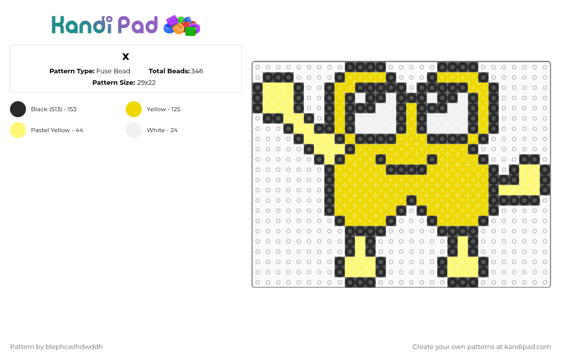 x - Fuse Bead Pattern by blephcwlhdwddh on Kandi Pad - yellow