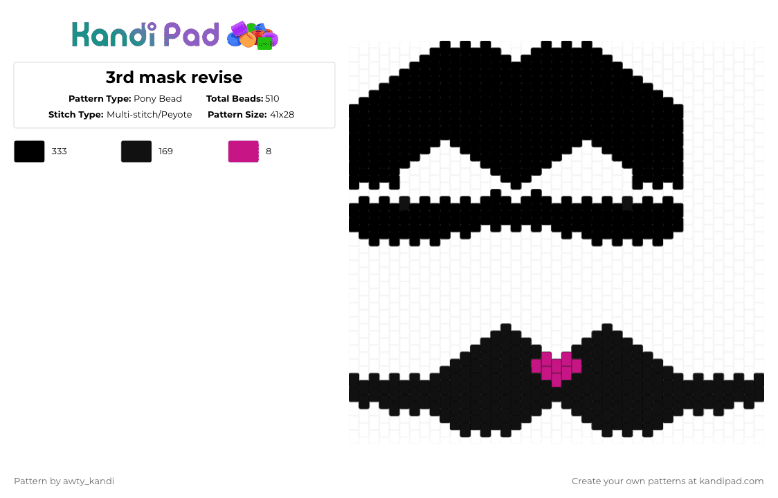 3rd mask revise - Pony Bead Pattern by awty_kandi on Kandi Pad - black