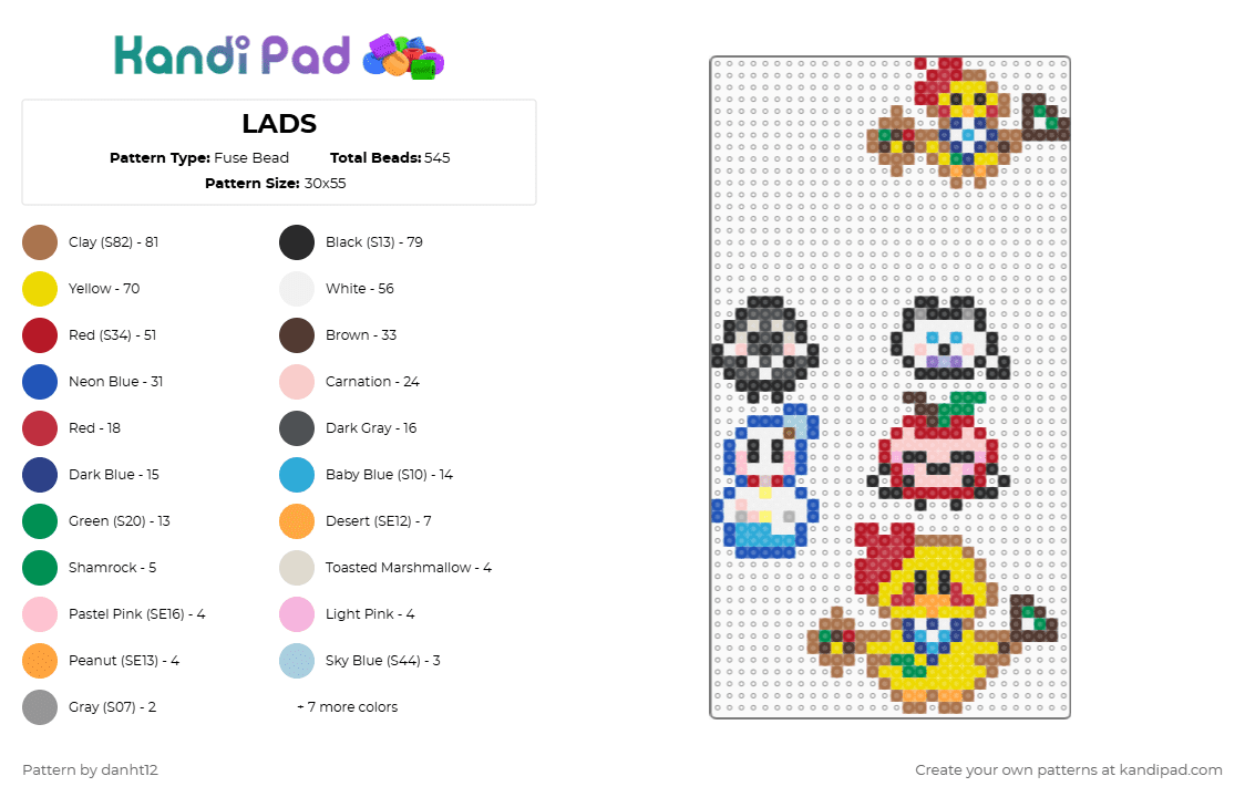 LADS - Fuse Bead Pattern by danht12 on Kandi Pad - brown,tan,yellow,colorful
