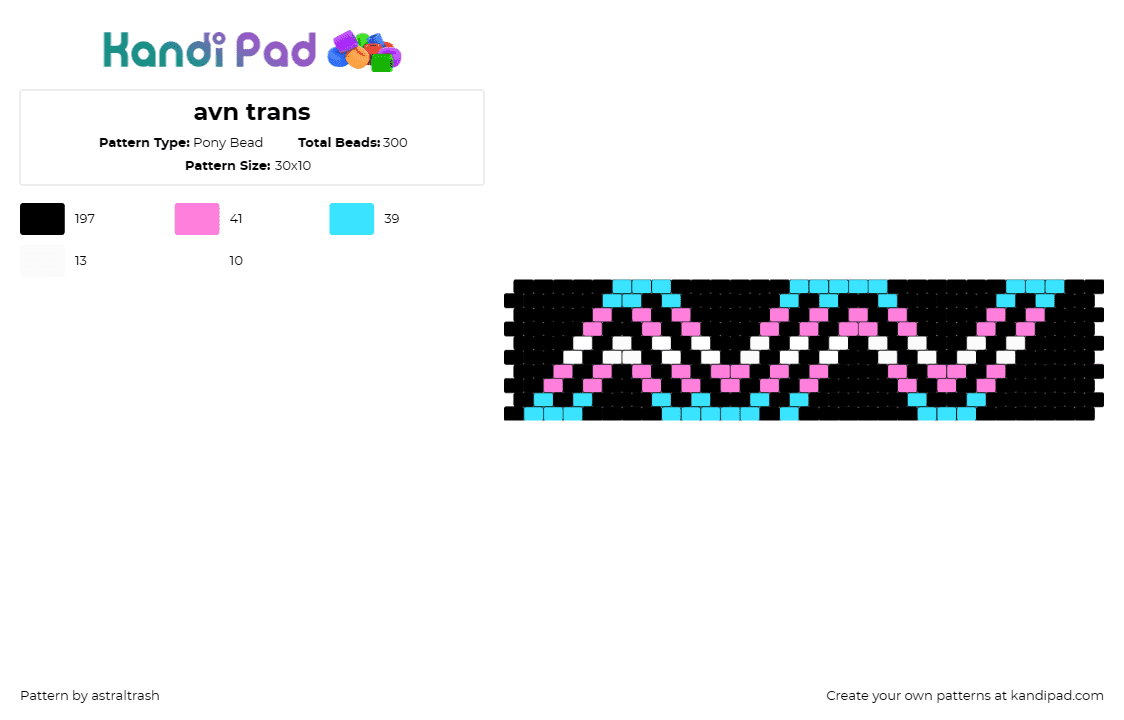 avn trans - Pony Bead Pattern by astraltrash on Kandi Pad - avn,trans,cuff,logo,pride,dark,black,pink,light blue