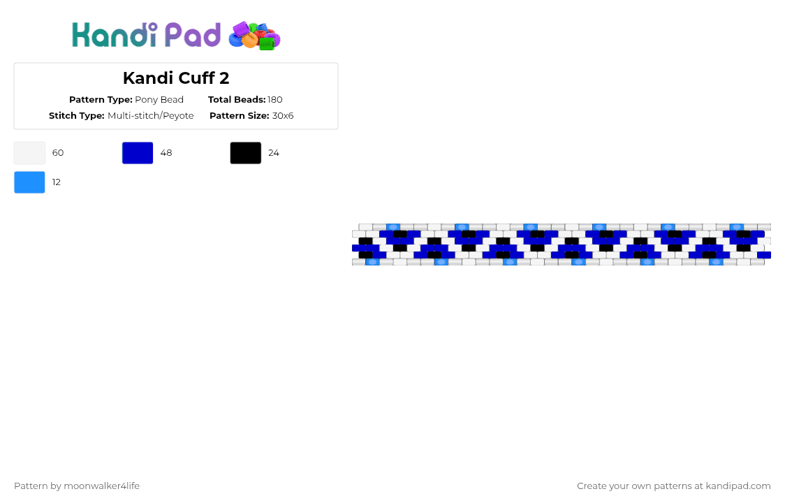 Kandi Cuff 2 - Pony Bead Pattern by moonwalker4life on Kandi Pad - white,purple