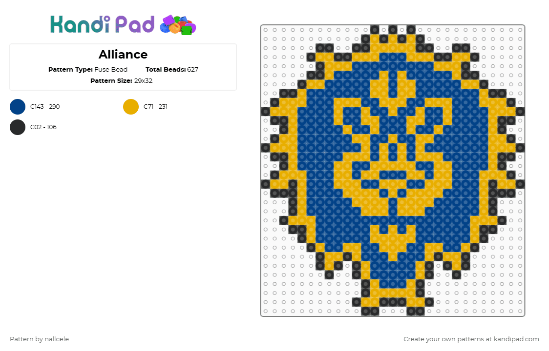 Alliance - Fuse Bead Pattern by nallcele on Kandi Pad - orange,blue
