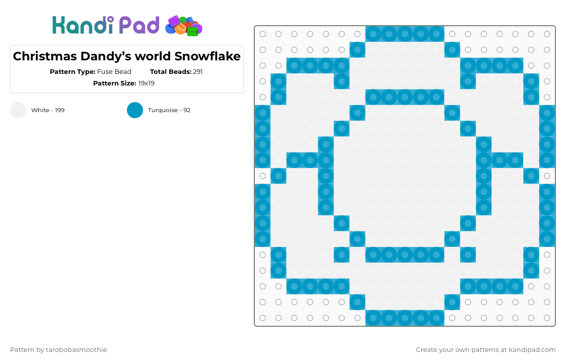 Christmas Dandy’s world Snowflake - Fuse Bead Pattern by tarobobasmoothie on Kandi Pad - light blue,white,dandys,world,bobette,christmasdandy