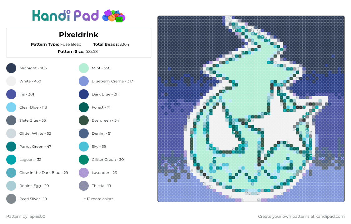 Pixeldrink - Fuse Bead Pattern by lapiiis00 on Kandi Pad - purple,light blue