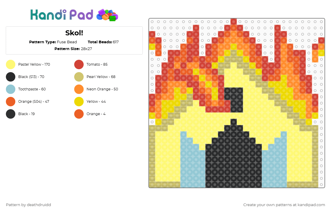 Skol! - Fuse Bead Pattern by deathdruidd on Kandi Pad - yellow,midsommar,horror,spooky