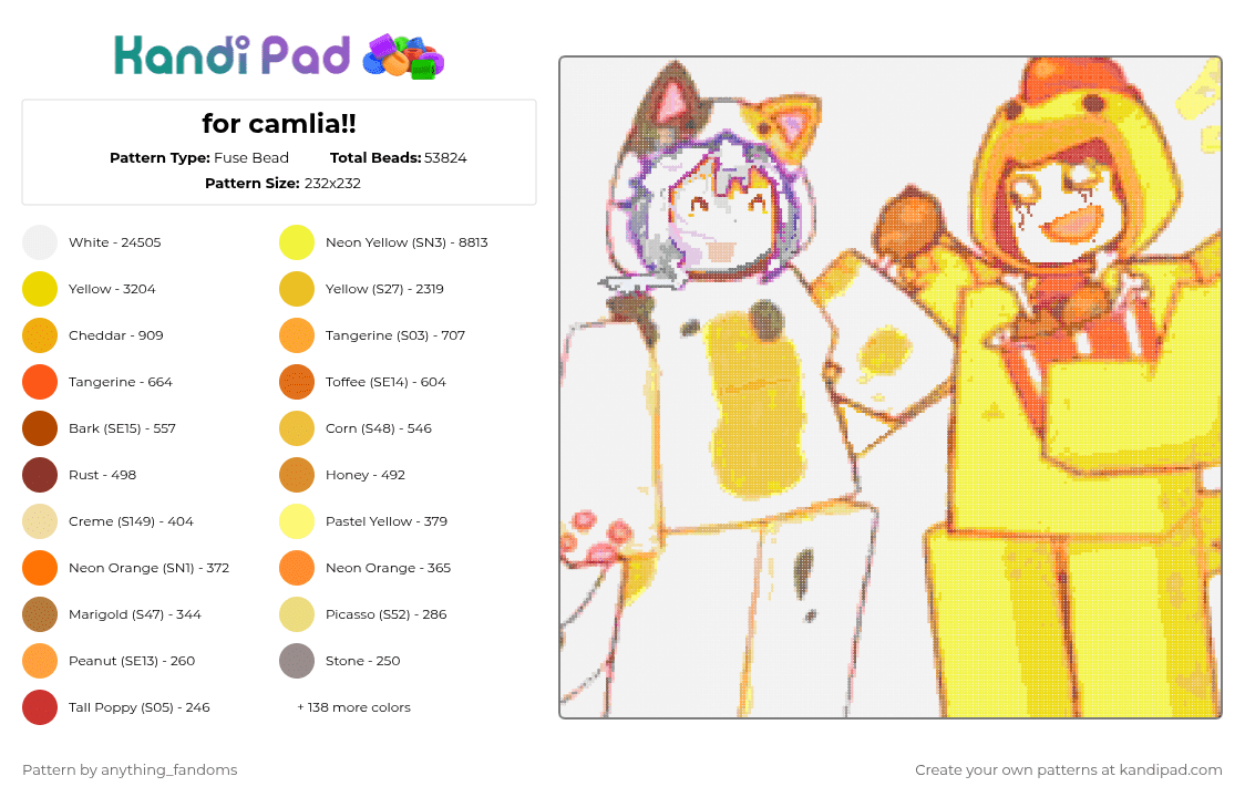 for camlia!! - Fuse Bead Pattern by anything_fandoms on Kandi Pad - 