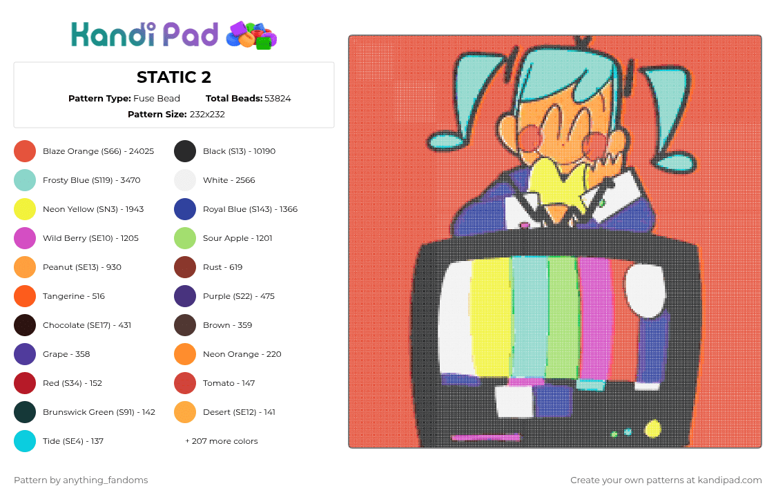 STATIC 2 - Fuse Bead Pattern by anything_fandoms on Kandi Pad - red,light blue,purple