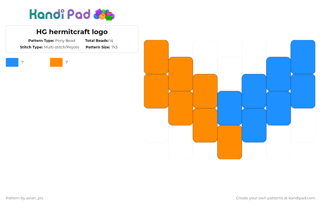 HG hermitcraft logo - Pony Bead Pattern by avian_pix on Kandi Pad - light blue,orange,mcyt