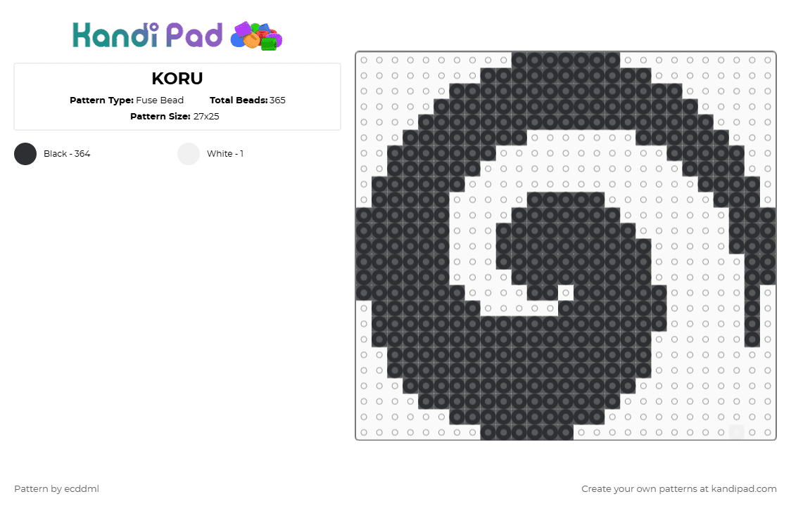 KORU - Fuse Bead Pattern by ecddml on Kandi Pad - black