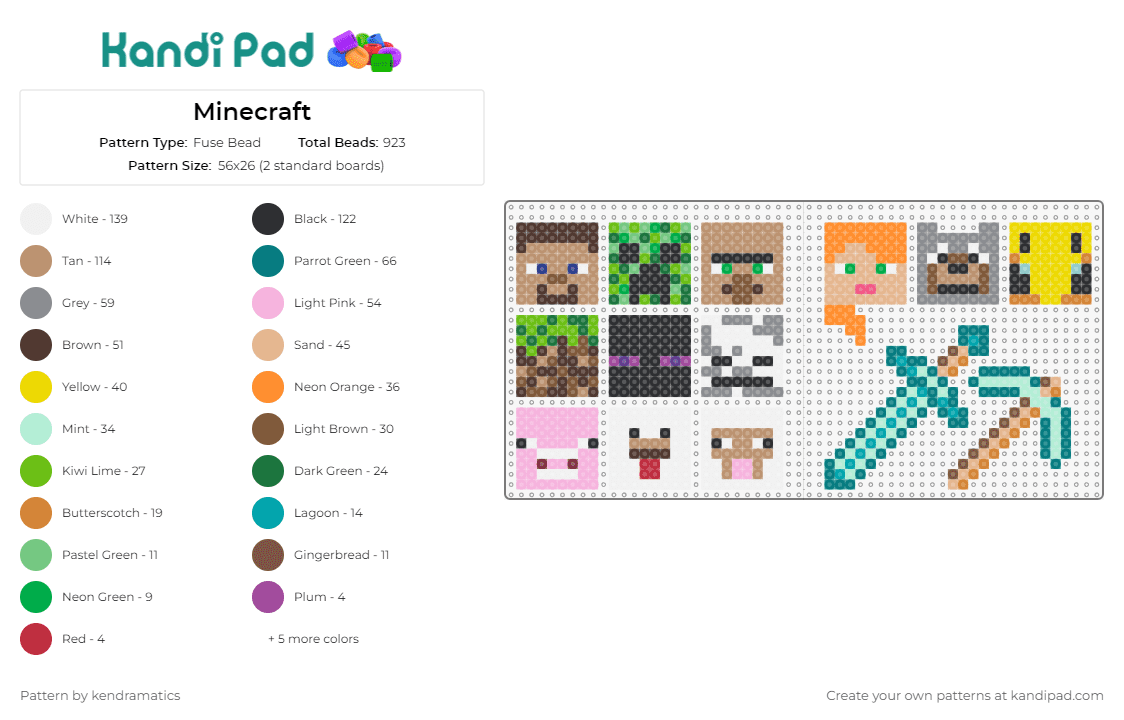 Minecraft - Fuse Bead Pattern by kendramatics on Kandi Pad - minecraft,creeper,axe,sword,world of creativity,beloved game,characters and tools