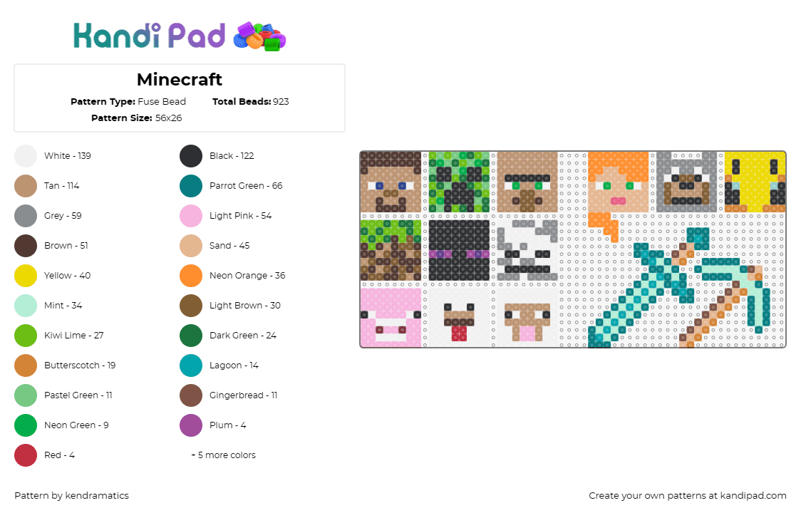 Minecraft - Fuse Bead Pattern by kendramatics on Kandi Pad - minecraft,creeper,axe,sword,world of creativity,beloved game,characters and tool