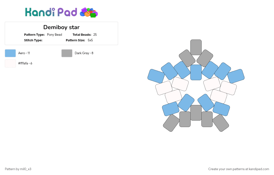 Demiboy star - Pony Bead Pattern by mil0_x3 on Kandi Pad - beige, light blue
