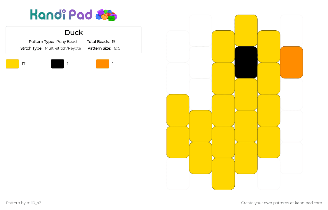 Duck - Pony Bead Pattern by mil0_x3 on Kandi Pad - yellow