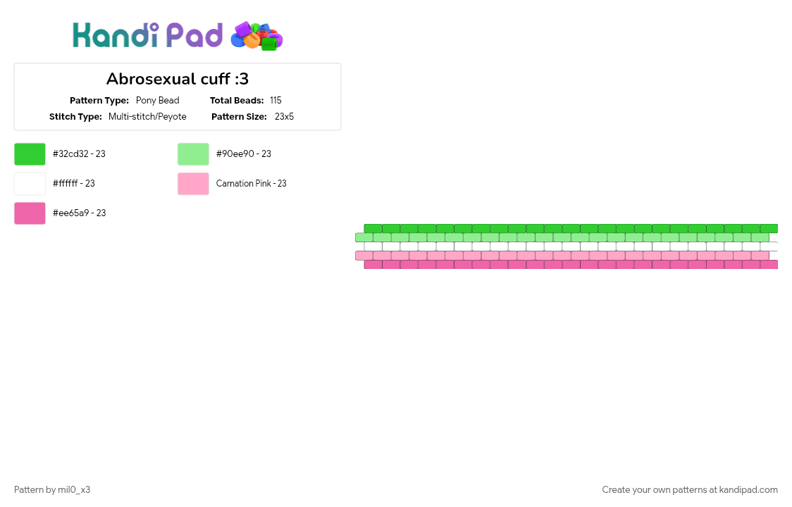 Abrosexual cuff :3 - Pony Bead Pattern by mil0_x3 on Kandi Pad - pink