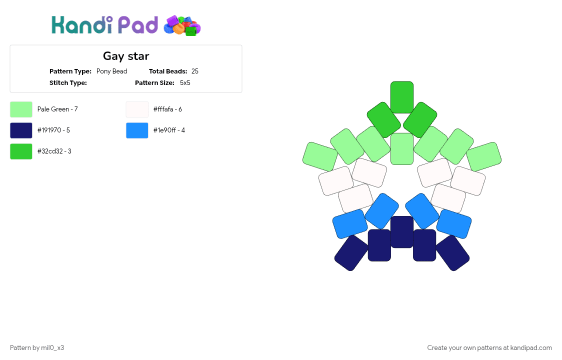 Gay star - Pony Bead Pattern by mil0_x3 on Kandi Pad - purple, teal