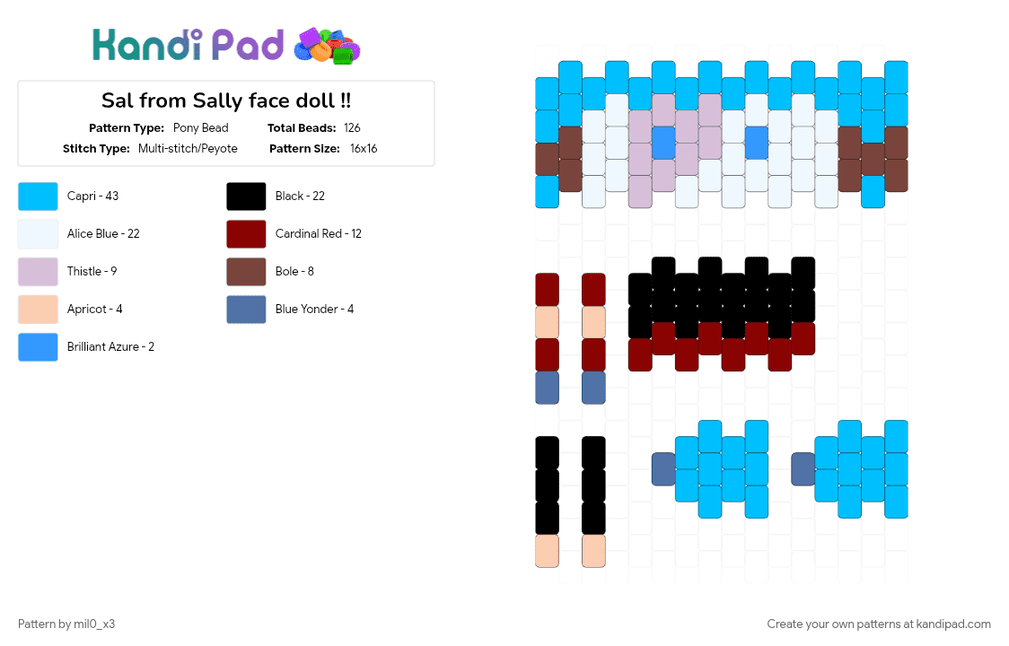 Sal from Sally face doll !! - Pony Bead Pattern by mil0_x3 on Kandi Pad - 