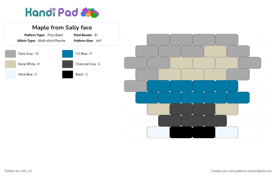 Maple from Sally face - Pony Bead Pattern by mil0_x3 on Kandi Pad - beige