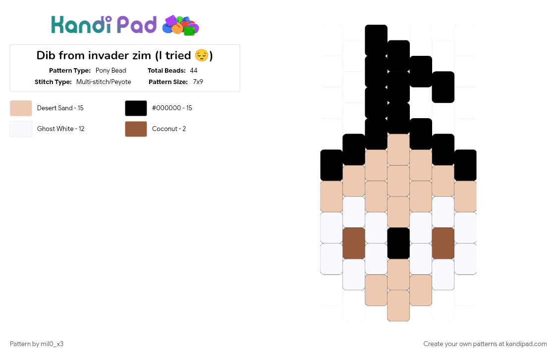 Dib from invader zim (I tried 😔) - Pony Bead Pattern by mil0_x3 on Kandi Pad - beige