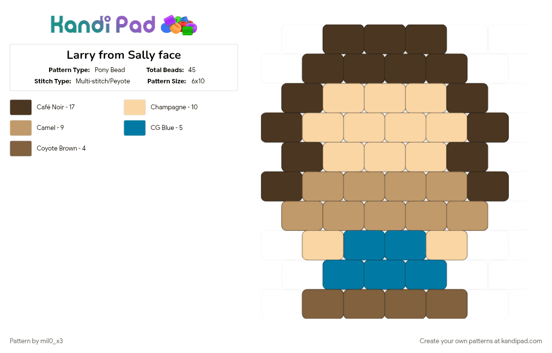 Larry from Sally face - Pony Bead Pattern by mil0_x3 on Kandi Pad - beige, brown