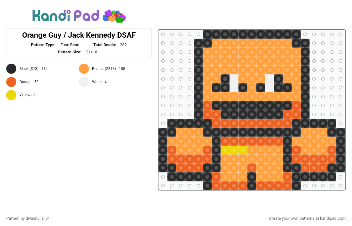 Orange Guy / Jack Kennedy DSAF - Fuse Bead Pattern by divaskullz_01 on Kandi Pad - orange