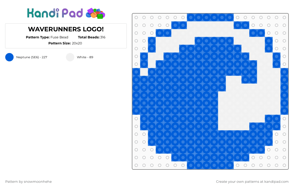 WAVERUNNERS LOGO! - Fuse Bead Pattern by snowmoonhehe on Kandi Pad - blue,white