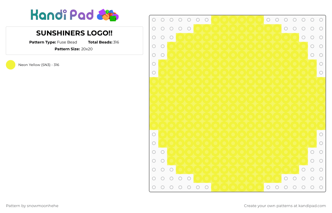 SUNSHINERS LOGO!! - Fuse Bead Pattern by snowmoonhehe on Kandi Pad - yellow