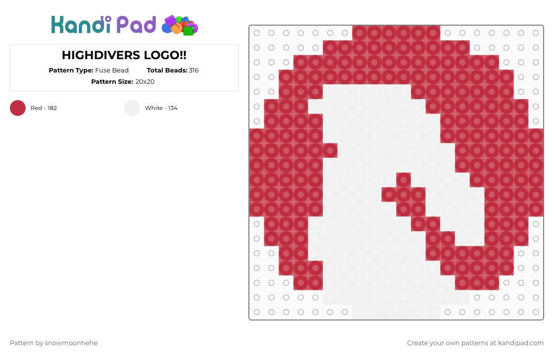 HIGHDIVERS LOGO!! - Fuse Bead Pattern by snowmoonhehe on Kandi Pad - red,white