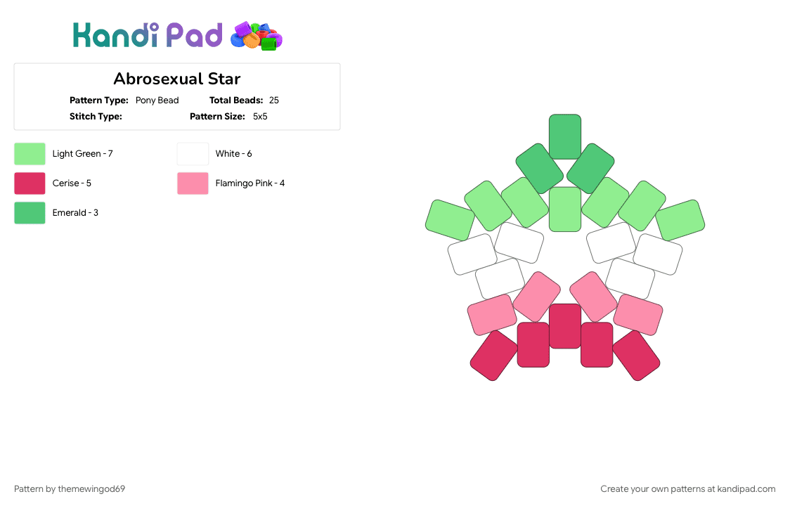 Abrosexual Star - Pony Bead Pattern by themewingod69 on Kandi Pad - abrosexual, lgbtqia, pride, star, teal
